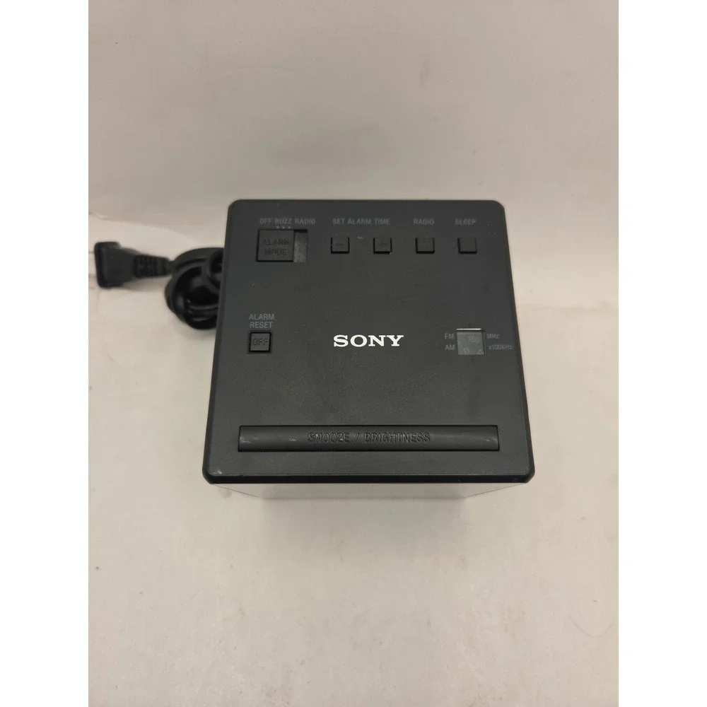 Sony ICF-C1 Cube Alarm Clock AM/FM Radio - Black - Great Shape, Tested Working!